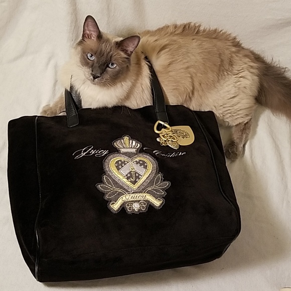 Juicy Couture Handbags - Juicy Couture Black Velour Huge Tote Bag